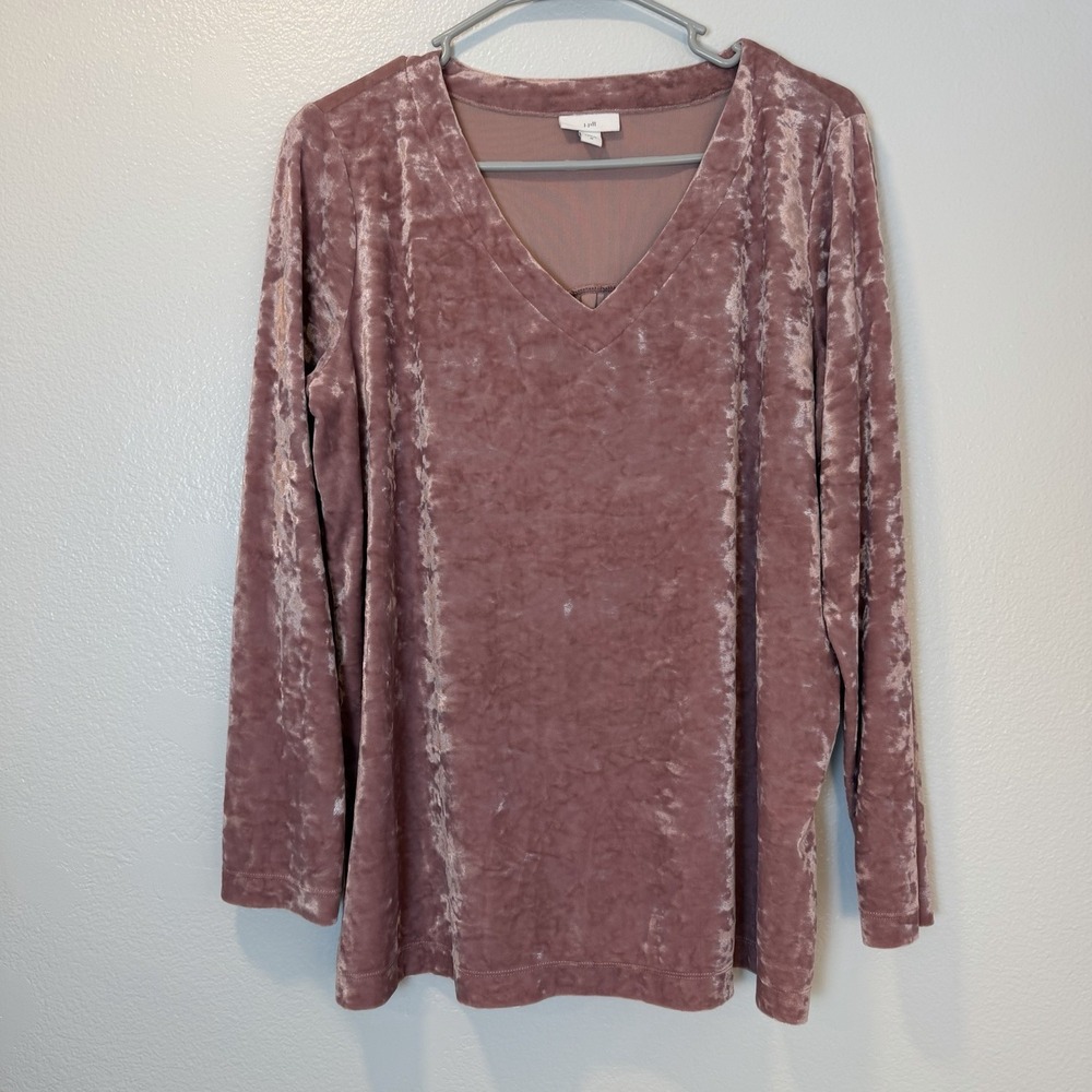 J. Jill Size-M Womens Shirt Dusty Rose Pink Soft Crushed Velvet Top
